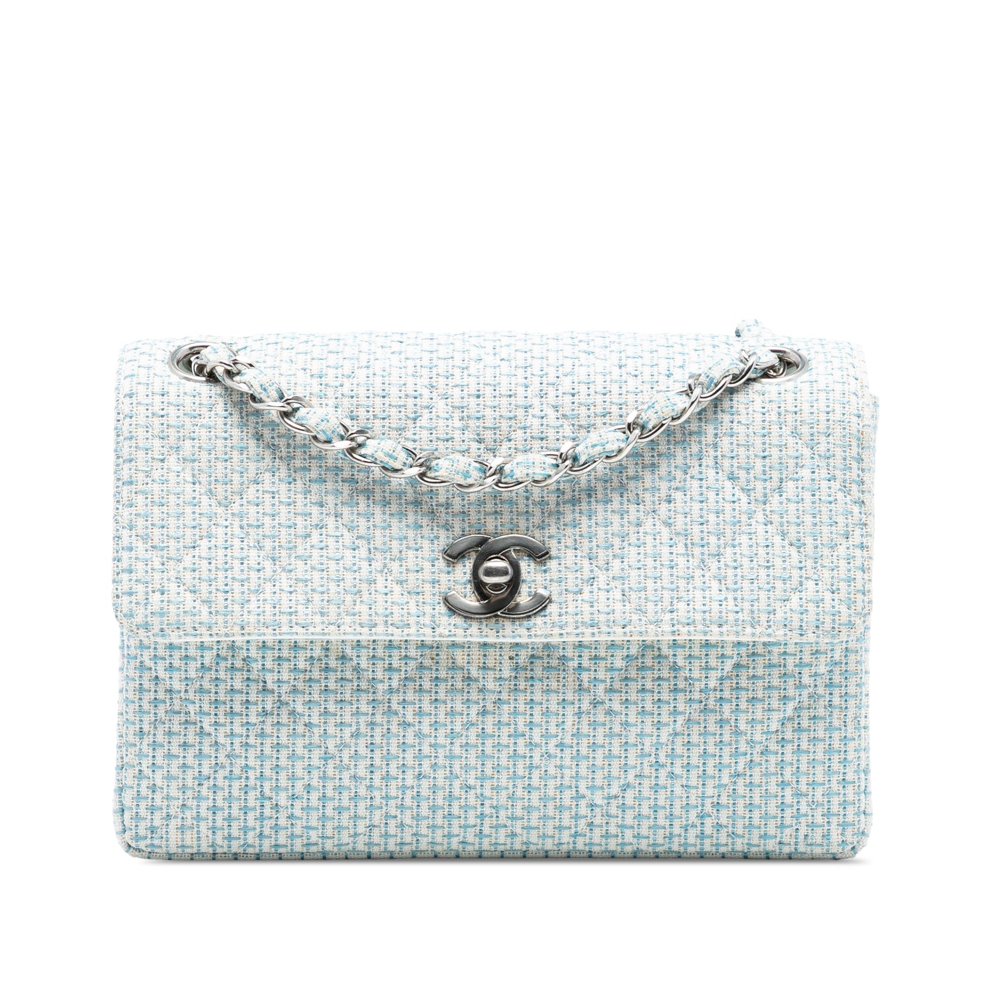 Chanel CC Quilted Tweed Chain Flap