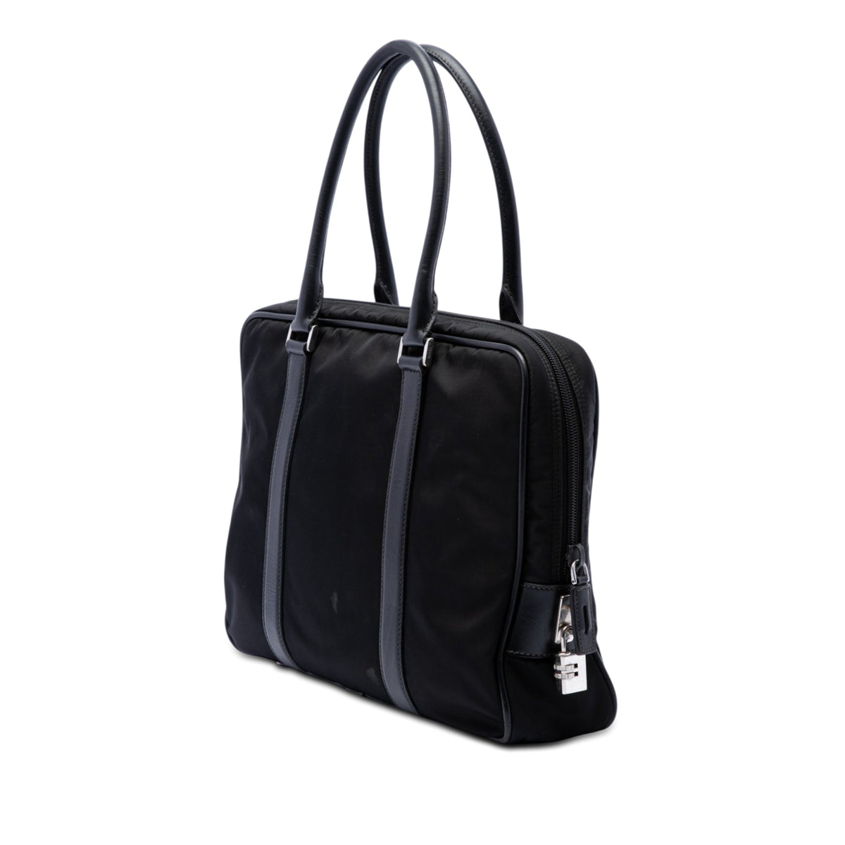 Prada Saffiano Trimmed Tessuto Business Bag