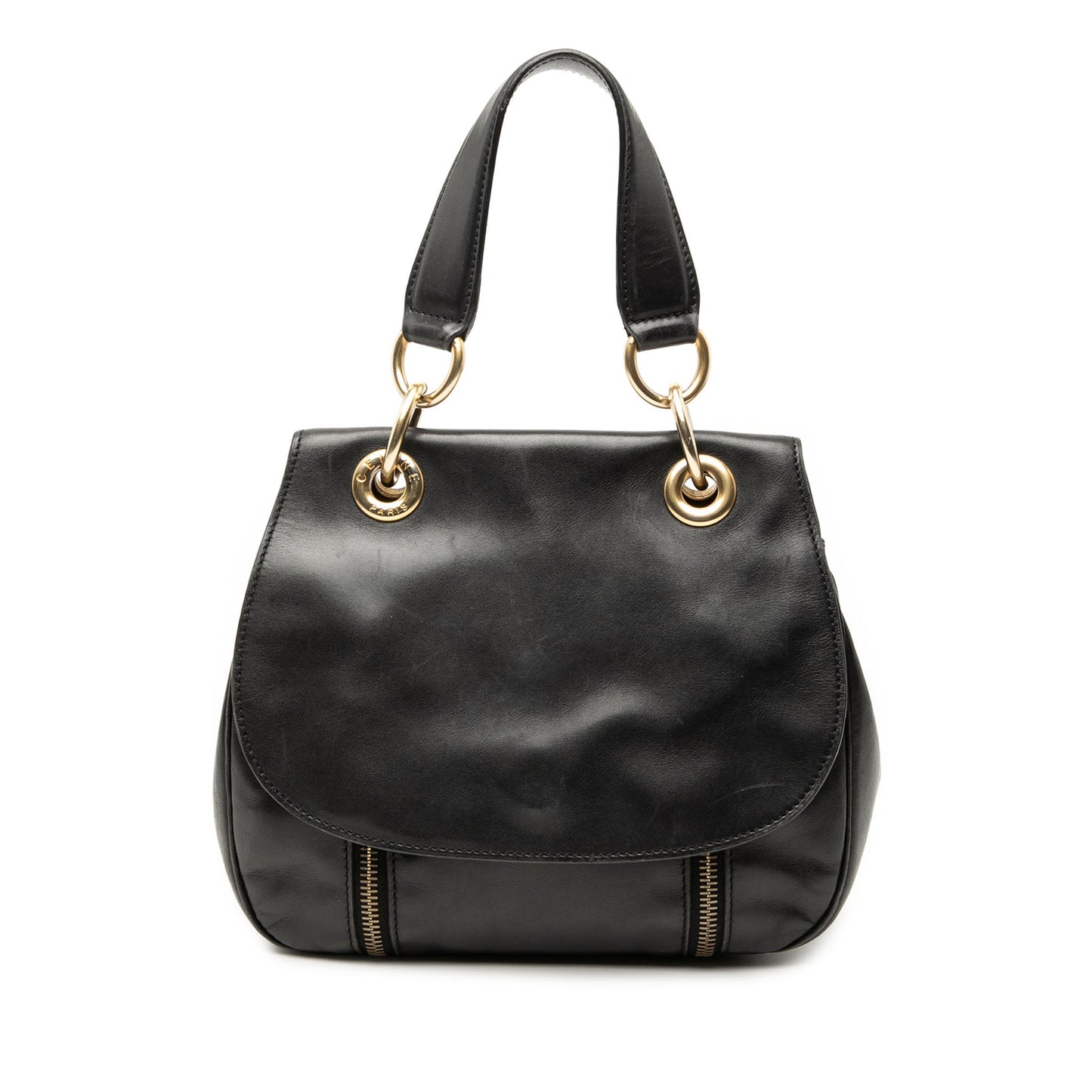 Leather Eyelet Flap Handbag