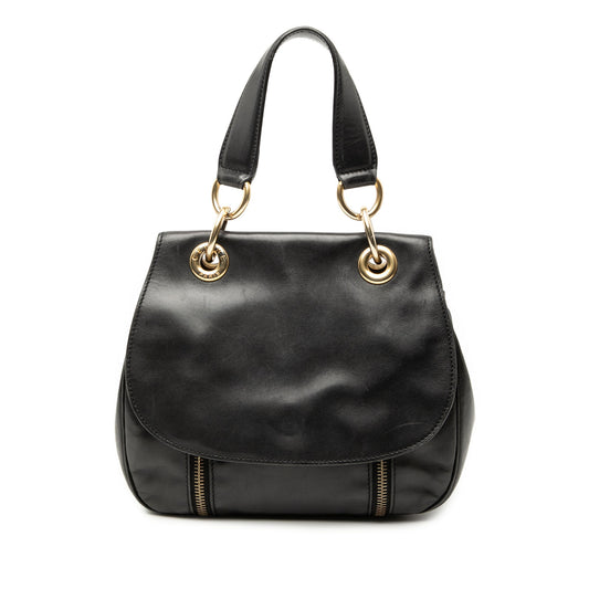 Leather Eyelet Flap Handbag