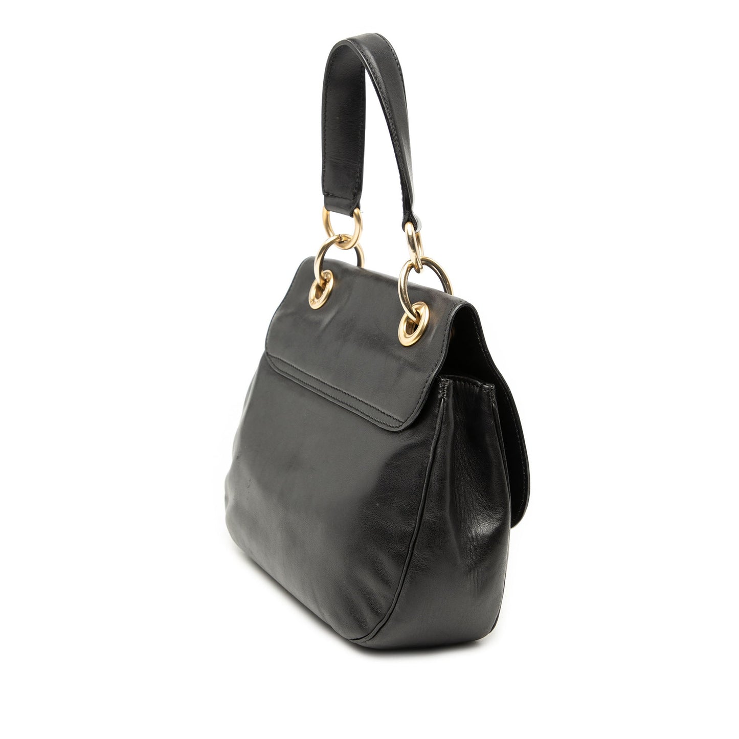 Leather Eyelet Flap Handbag