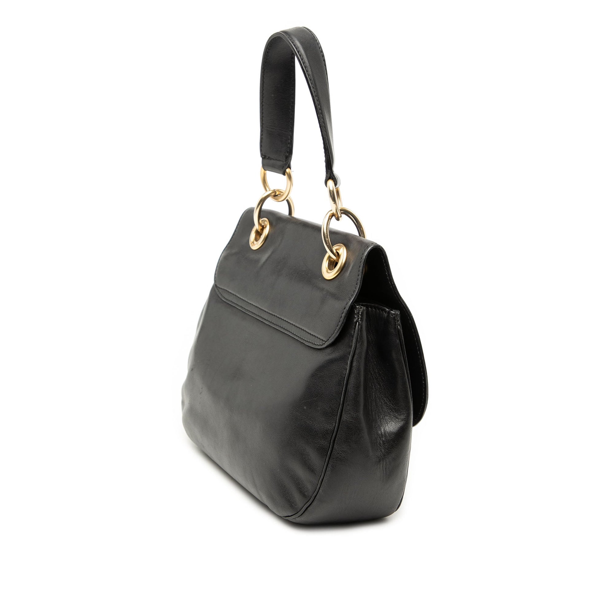 Leather Eyelet Flap Handbag