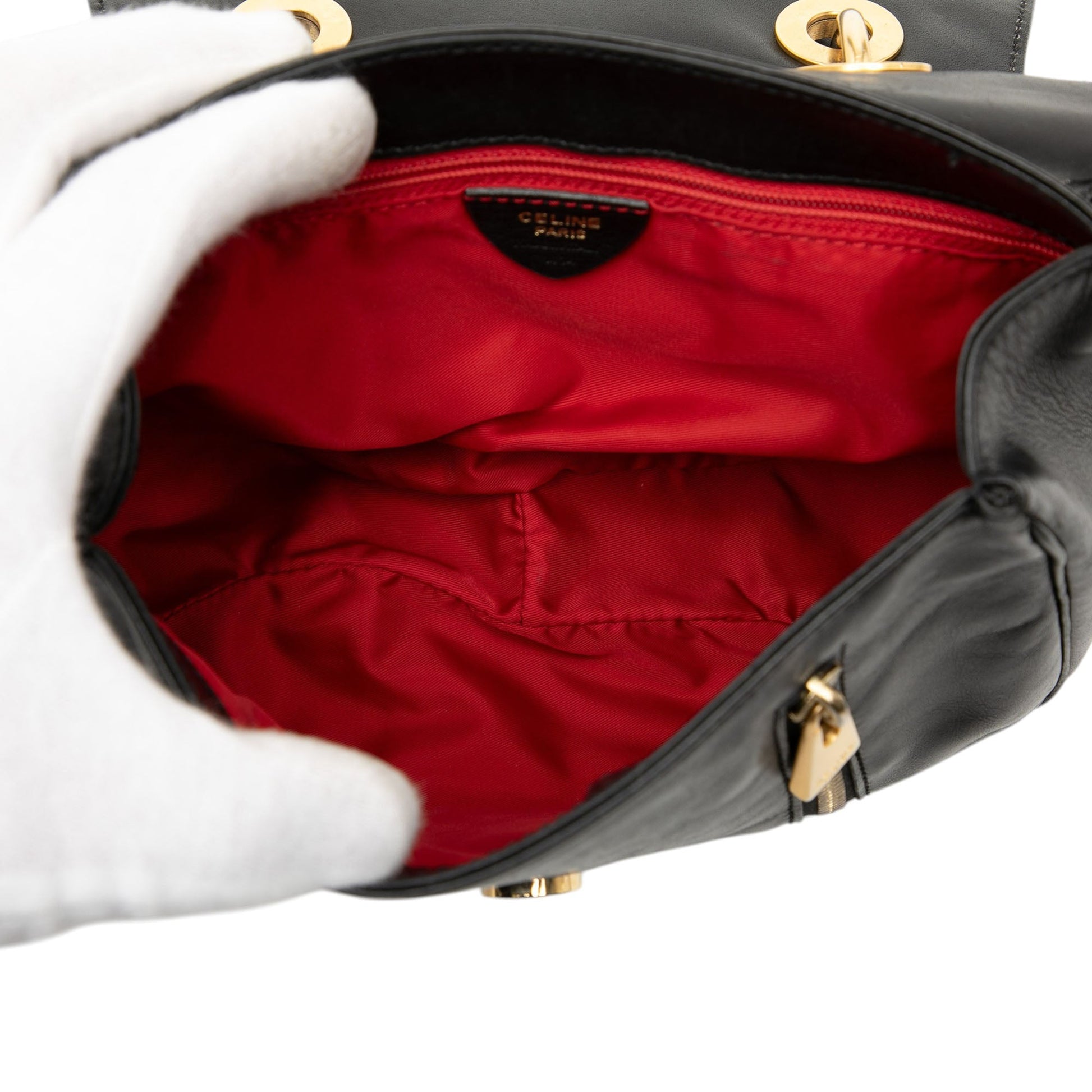 Leather Eyelet Flap Handbag