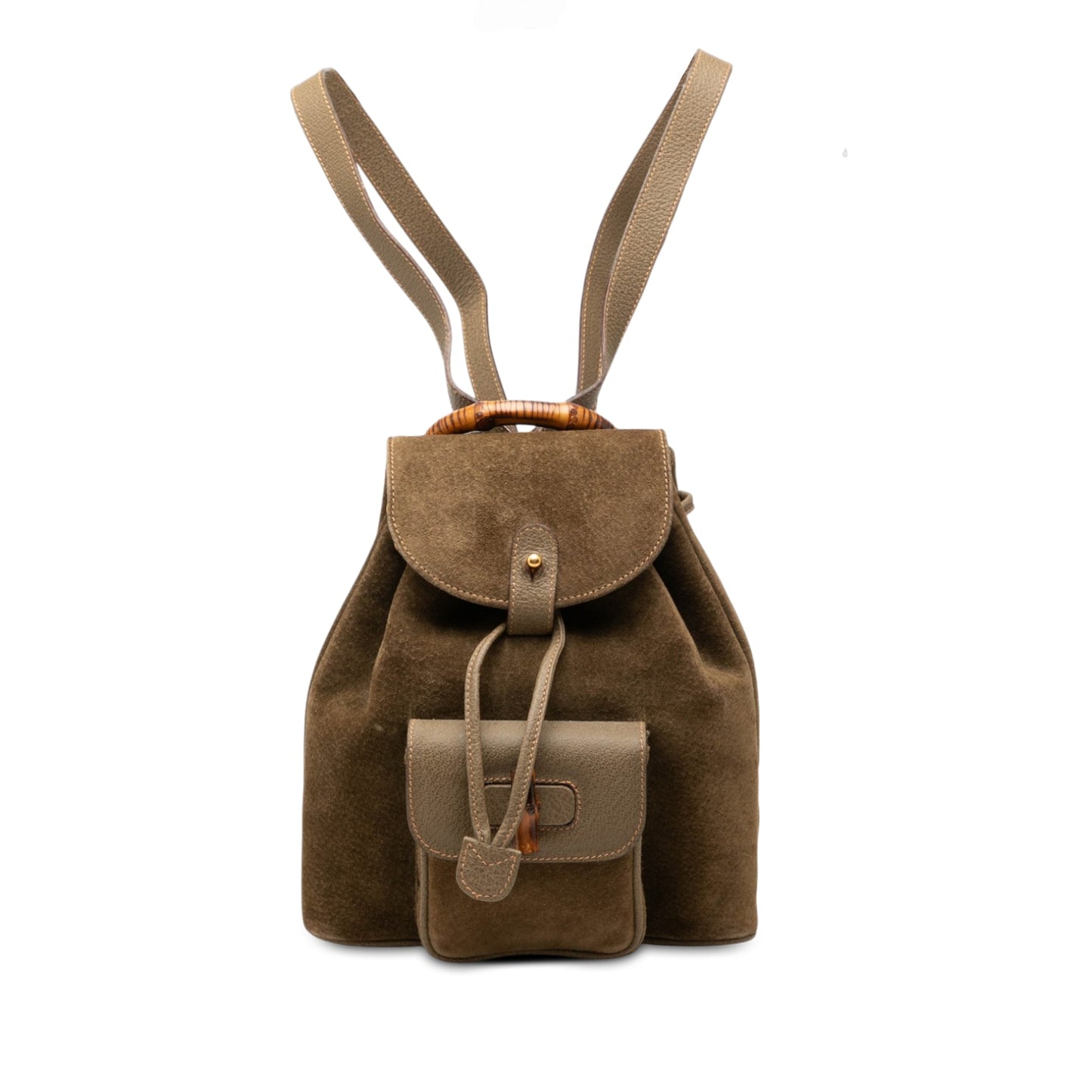 Gucci Suede Bamboo Drawstring Backpack