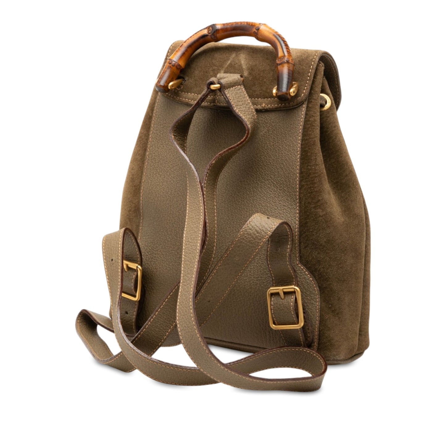 Gucci Suede Bamboo Drawstring Backpack