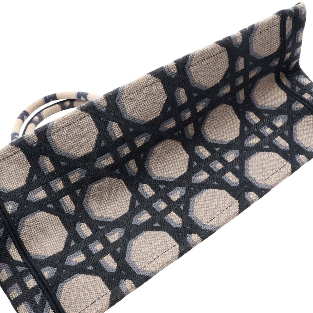 Dior Medium Embroidered Canvas Macrocannage Book Tote — Beige