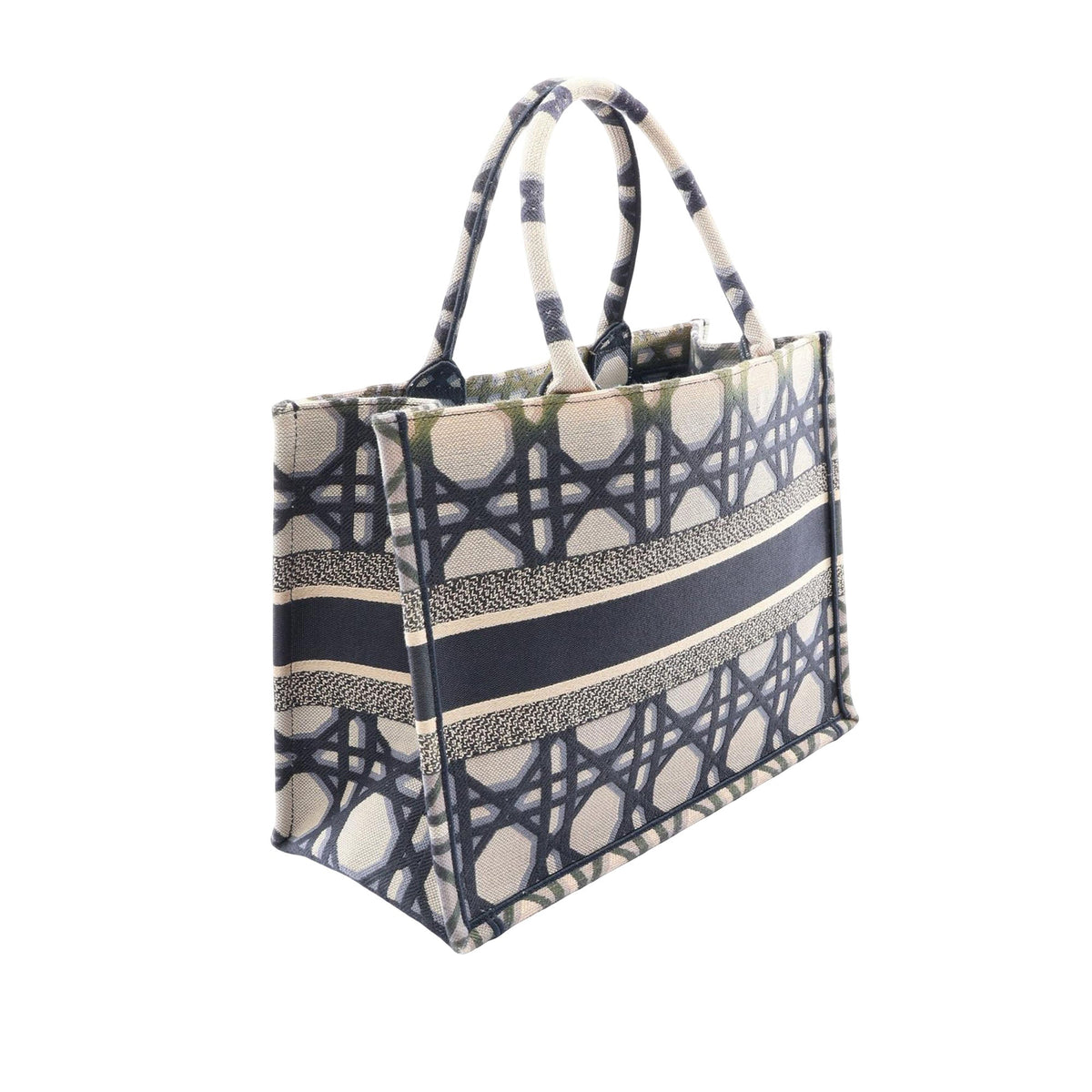 Dior Medium Embroidered Canvas Macrocannage Book Tote — Beige