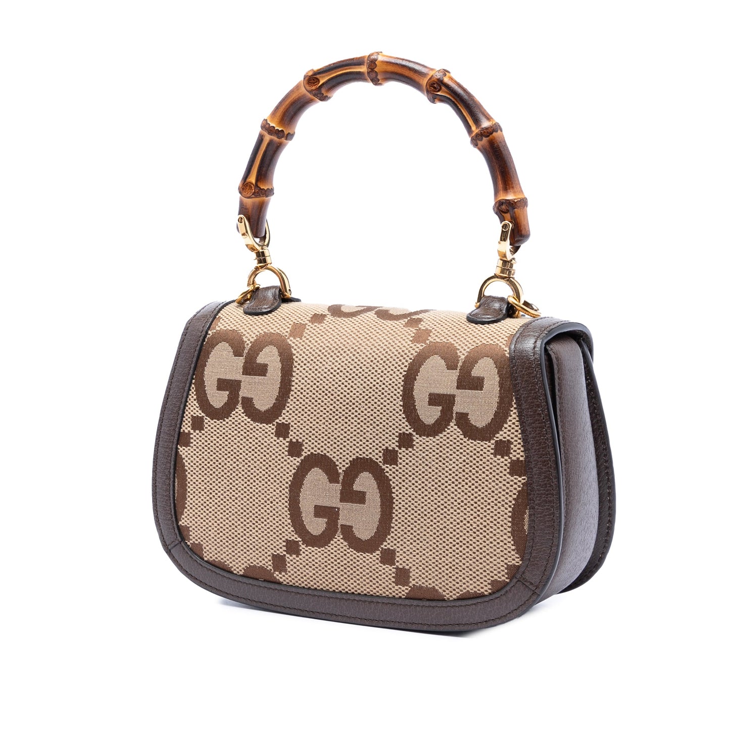 Gucci Small Jumbo GG Canvas Bamboo 1947 Top Handle Bag