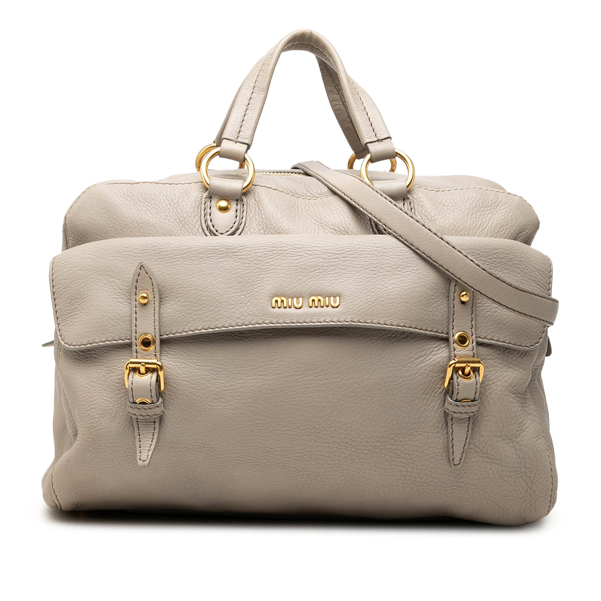 Miu Miu Leather Satchel — Beige