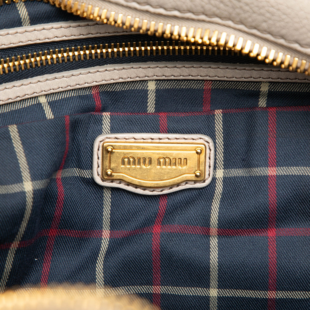 Miu Miu Leather Satchel — Beige