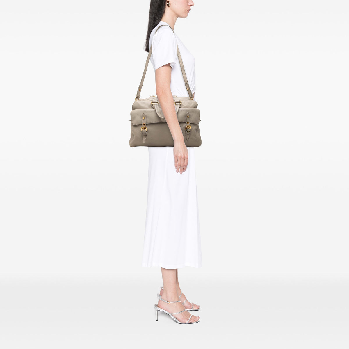 Miu Miu Leather Satchel — Beige