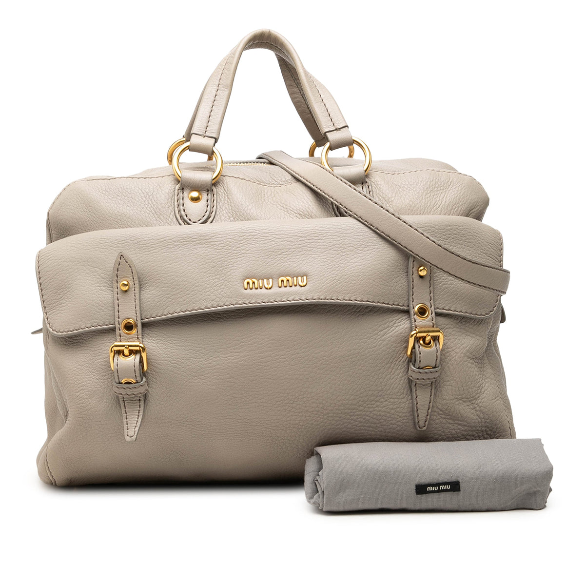 Miu Miu Leather Satchel — Beige