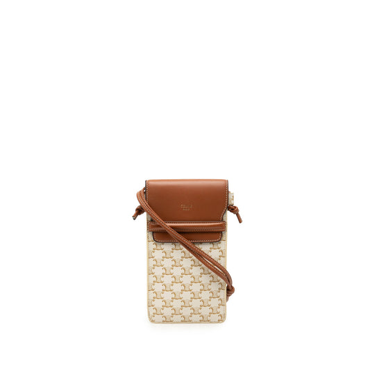 Celine Triomphe Coated Canvas Phone Pouch Flap Crossbody