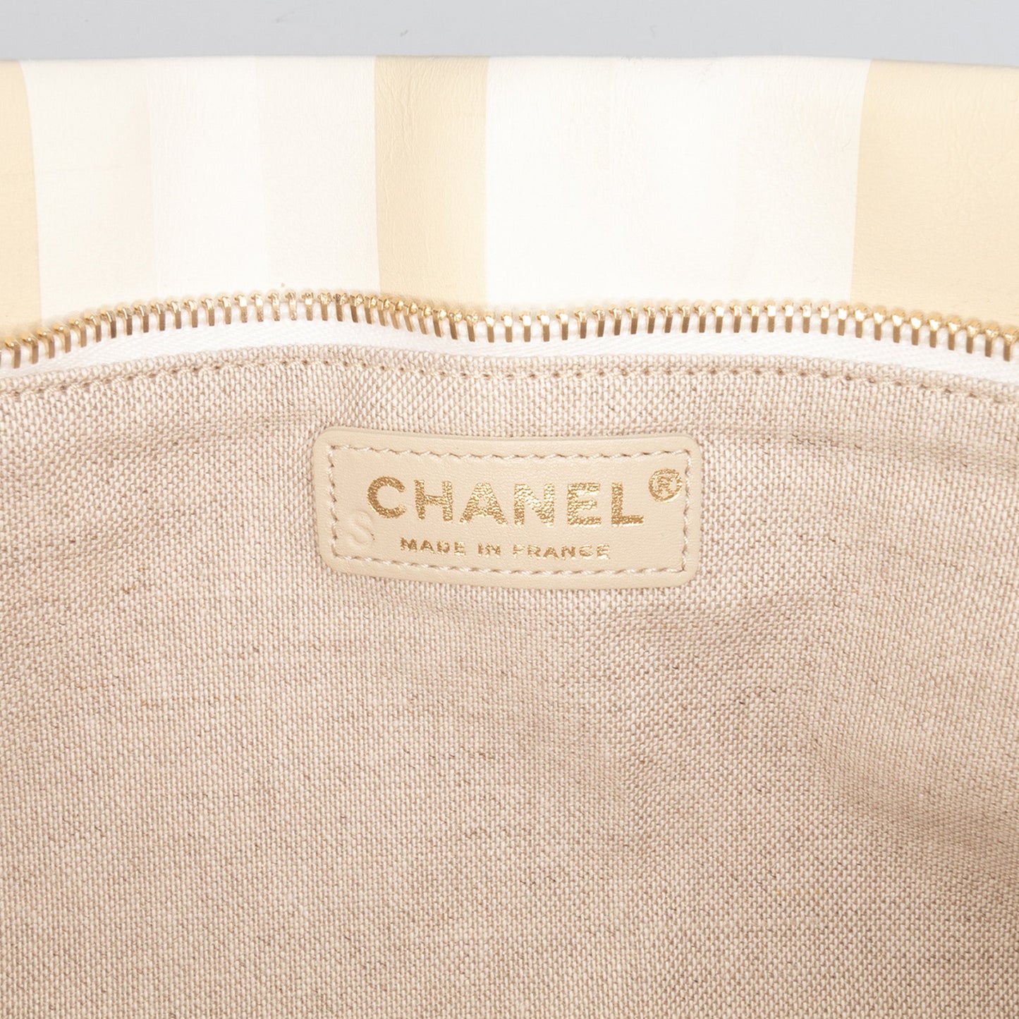 Chanel XL Printed Canvas and Striped Lambskin Foldover Clutch