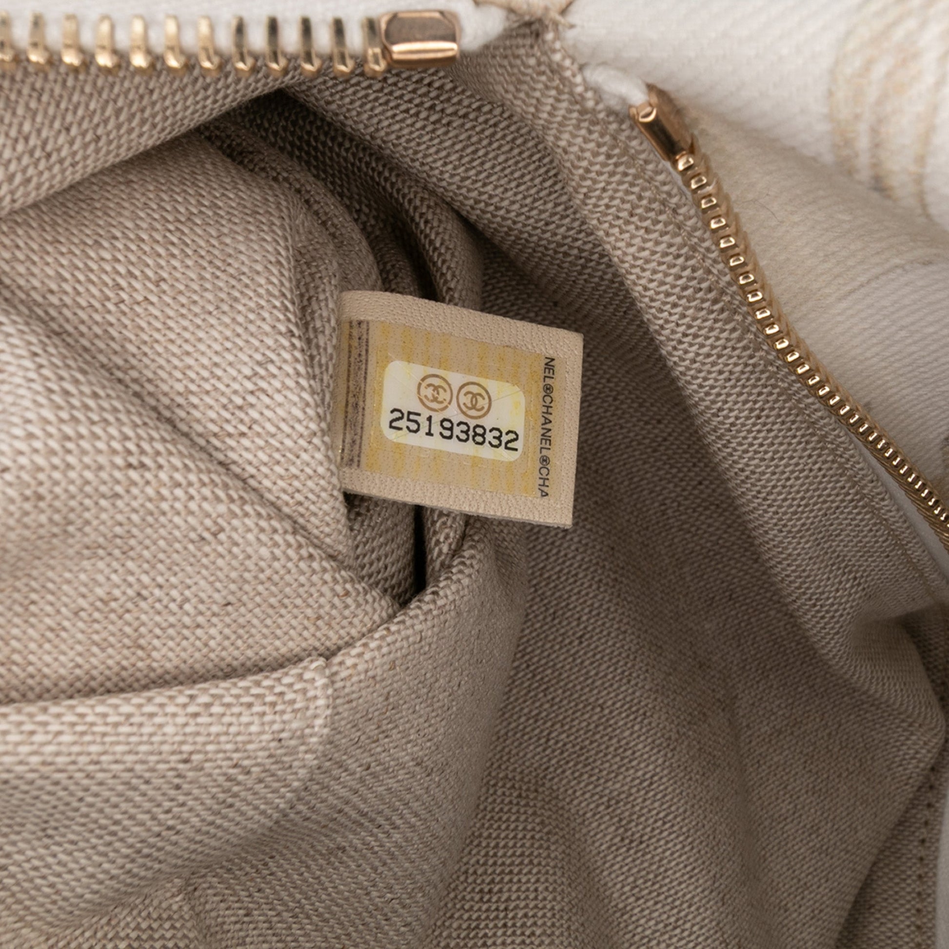 Chanel XL Printed Canvas and Striped Lambskin Foldover Clutch
