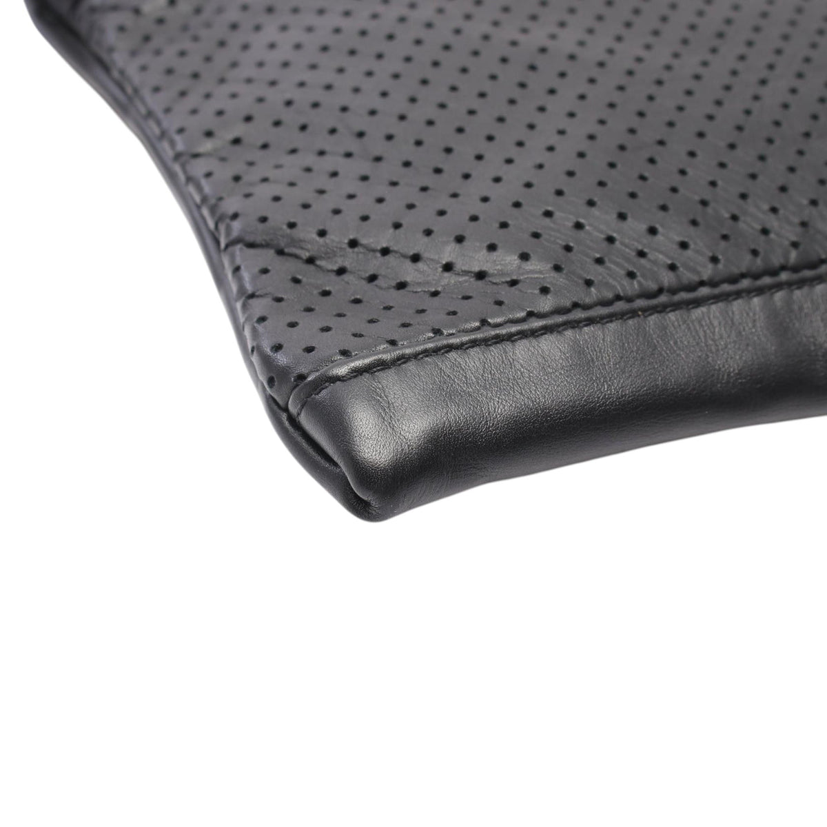Bottega Veneta Perforated Leather Clutch — Black
