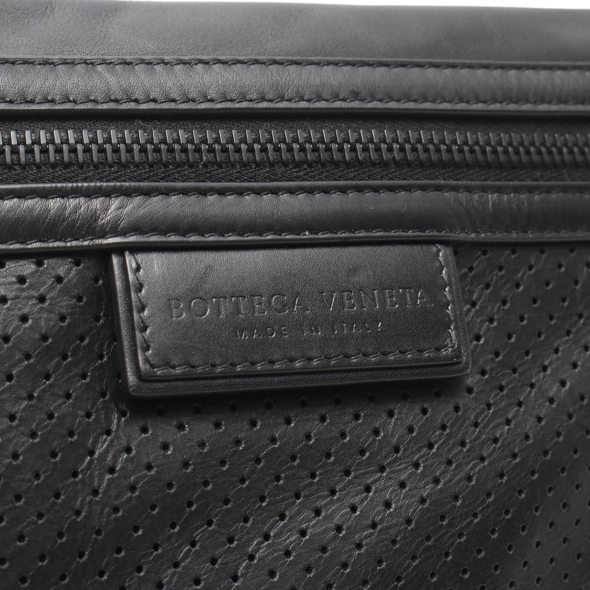 Bottega Veneta Perforated Leather Clutch — Black