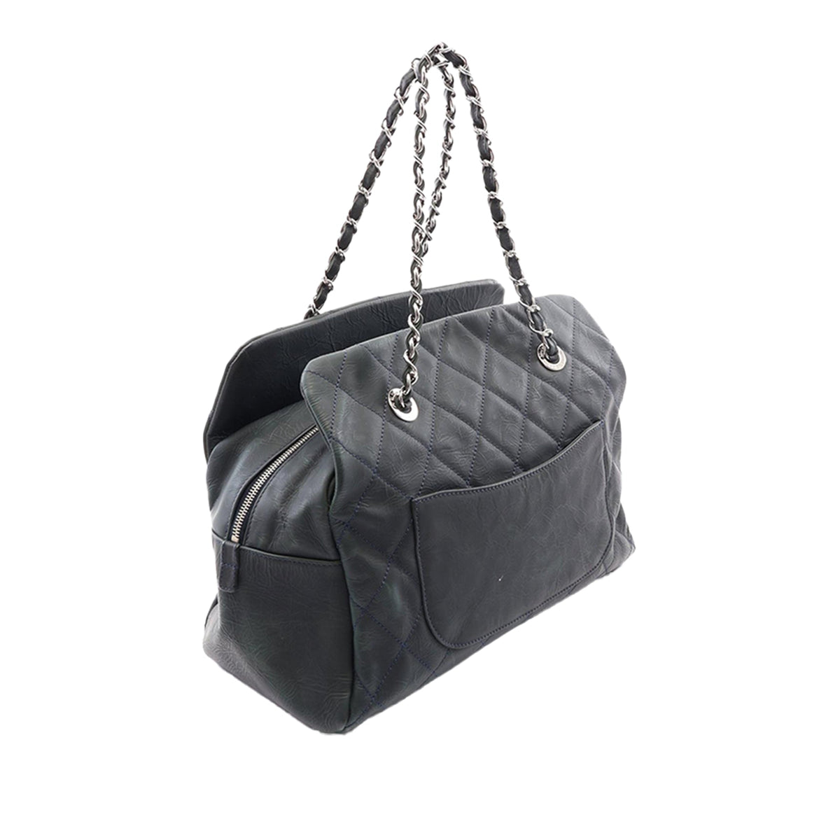 Chanel Crinkled Calfskin Grand Timeless Shopping Tote — Black