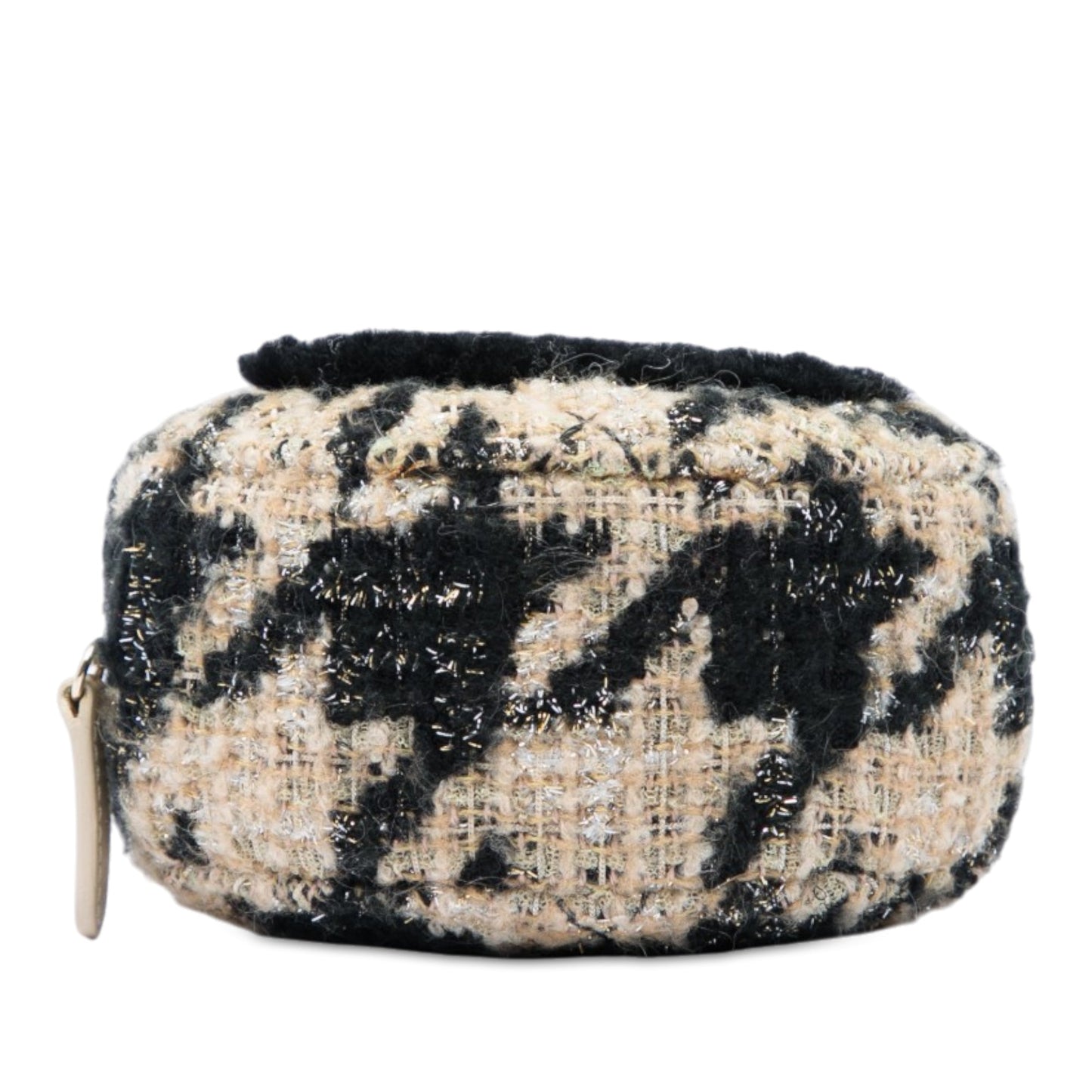 Chanel CC Quilted Tweed and Shearling Round Clutch With Chain
