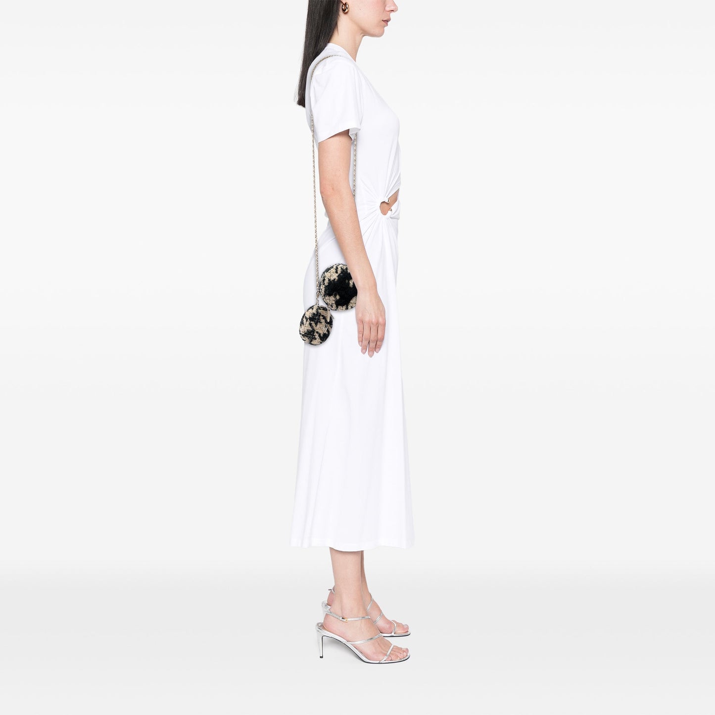 Chanel CC Quilted Tweed and Shearling Round Clutch With Chain