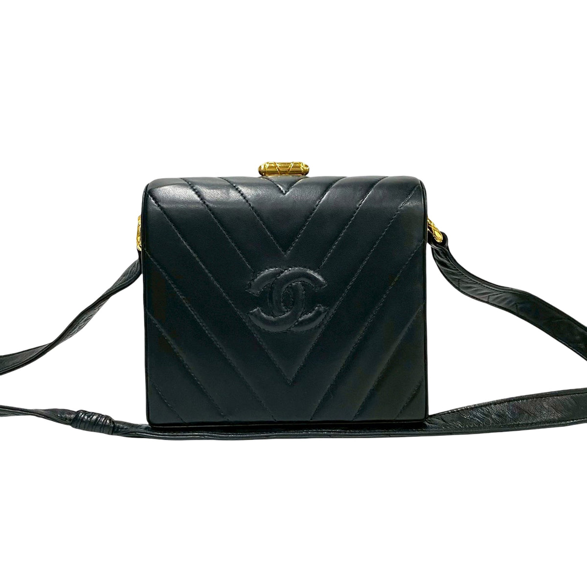 Chanel CC Chevron Lambskin Box Crossbody