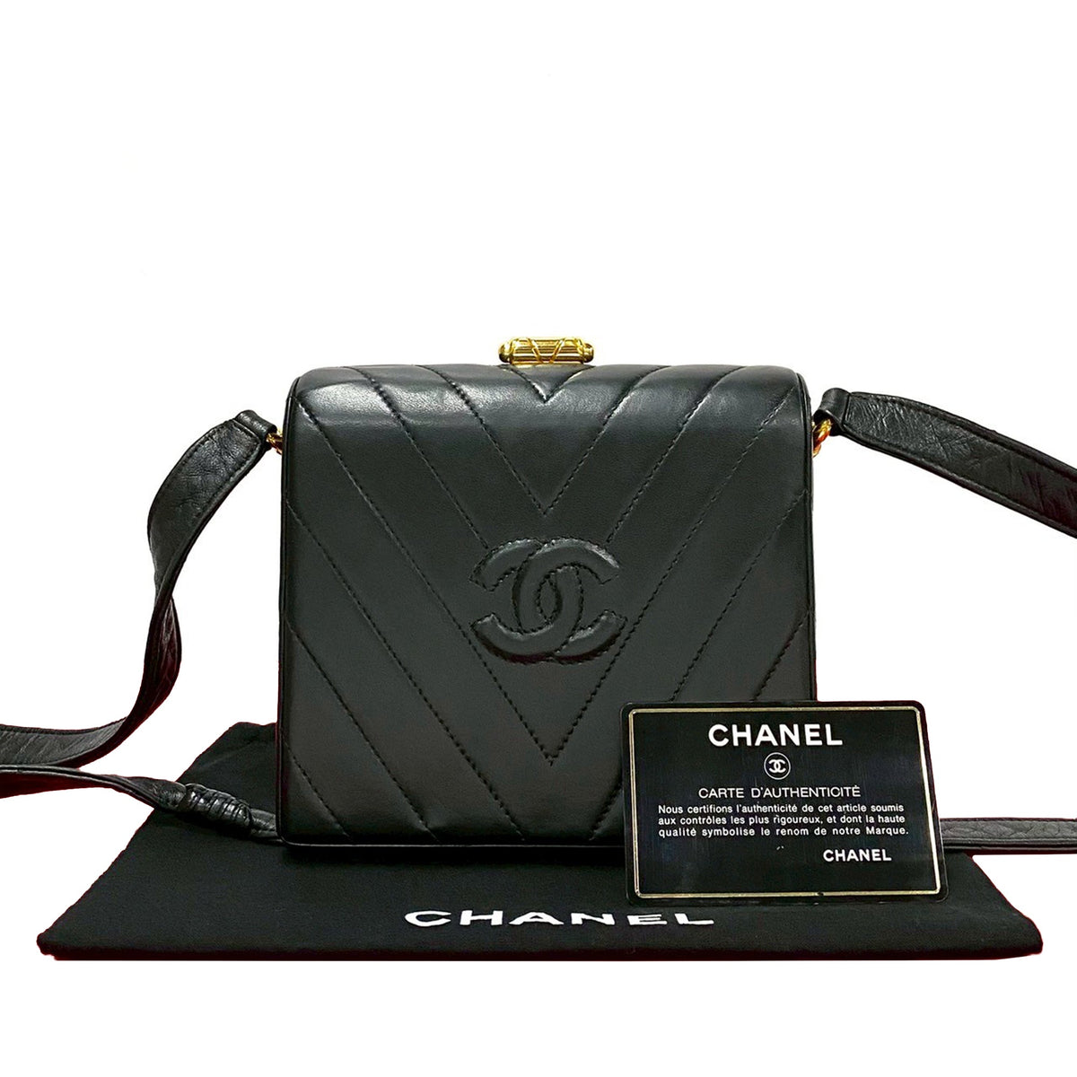 Chanel CC Chevron Lambskin Box Crossbody