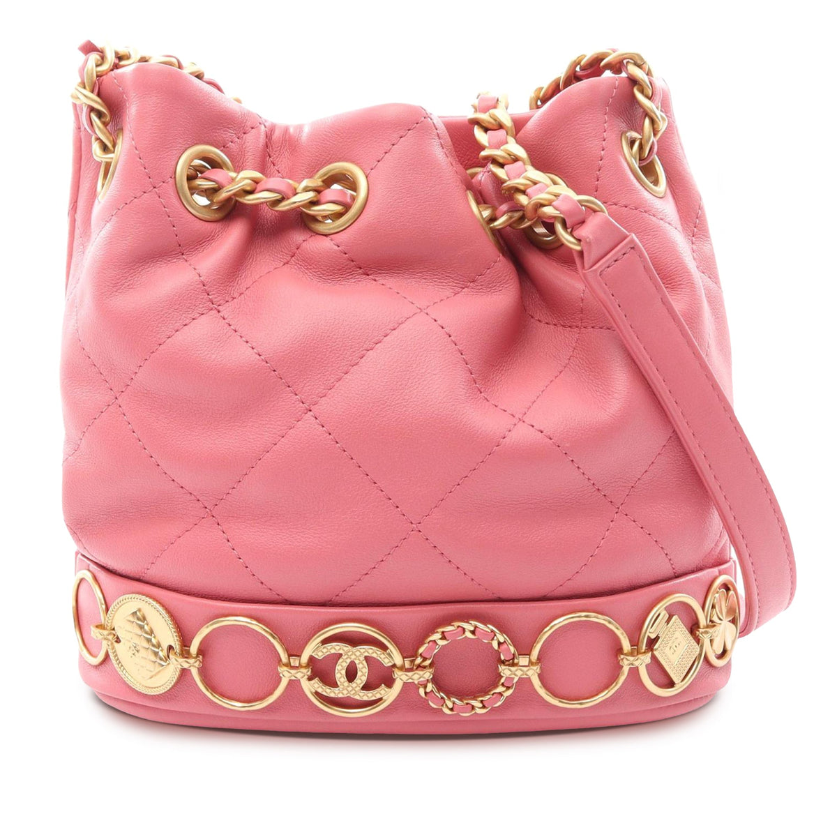 Chanel CC Quilted Lambskin Drawstring Bucket Bag