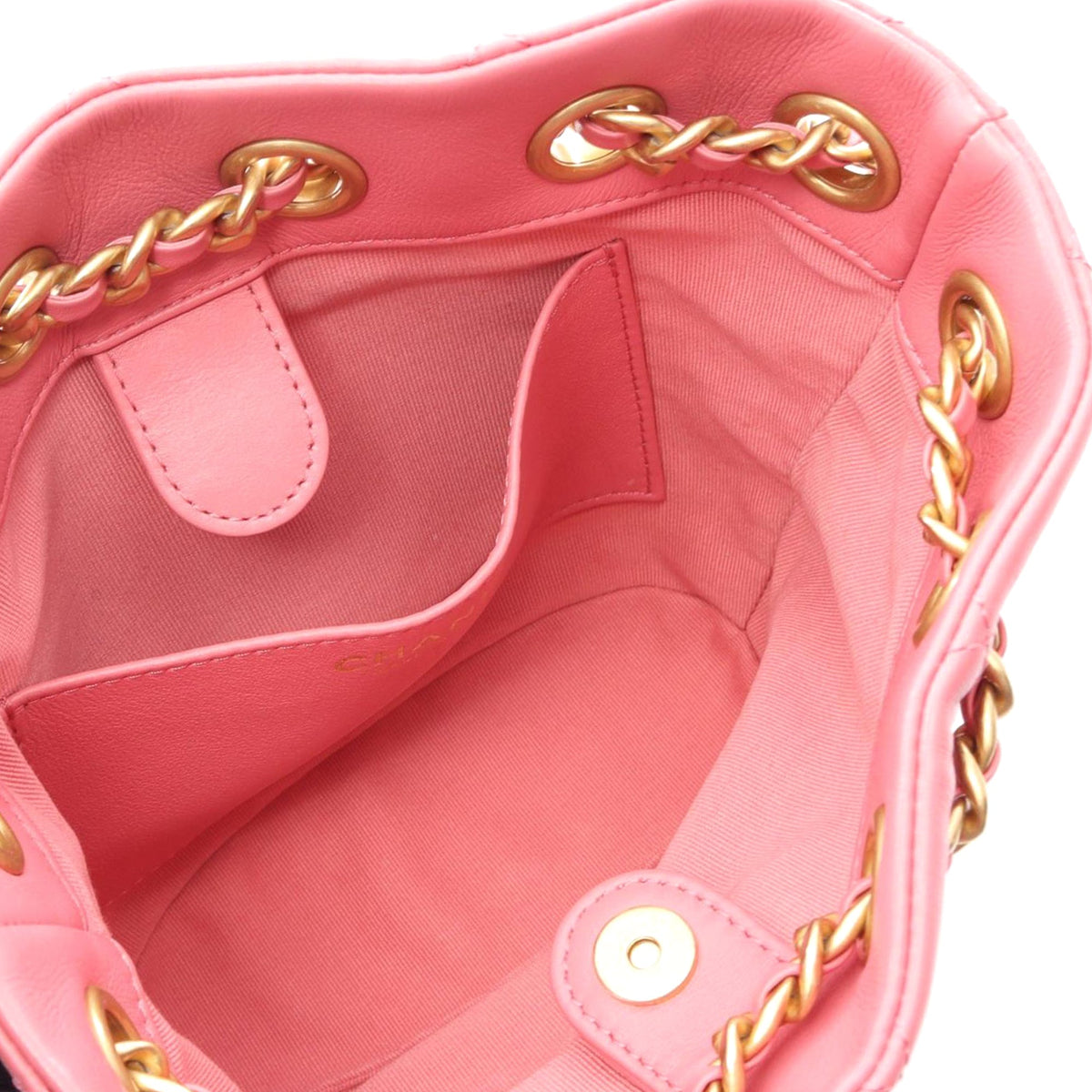 Chanel CC Quilted Lambskin Drawstring Bucket Bag
