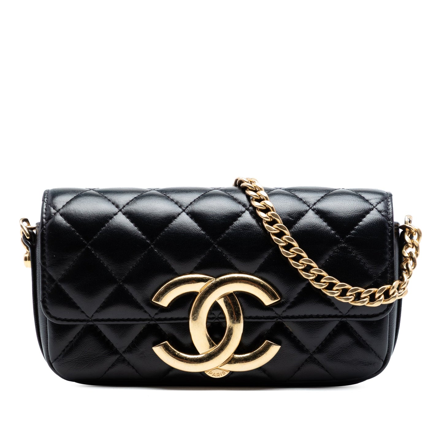 Chanel Quilted Lambskin Giant CC Flap Phone Holder with Chain