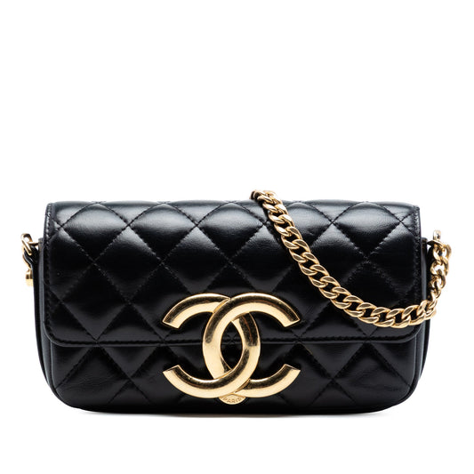 Chanel Quilted Lambskin Giant CC Flap Phone Holder with Chain