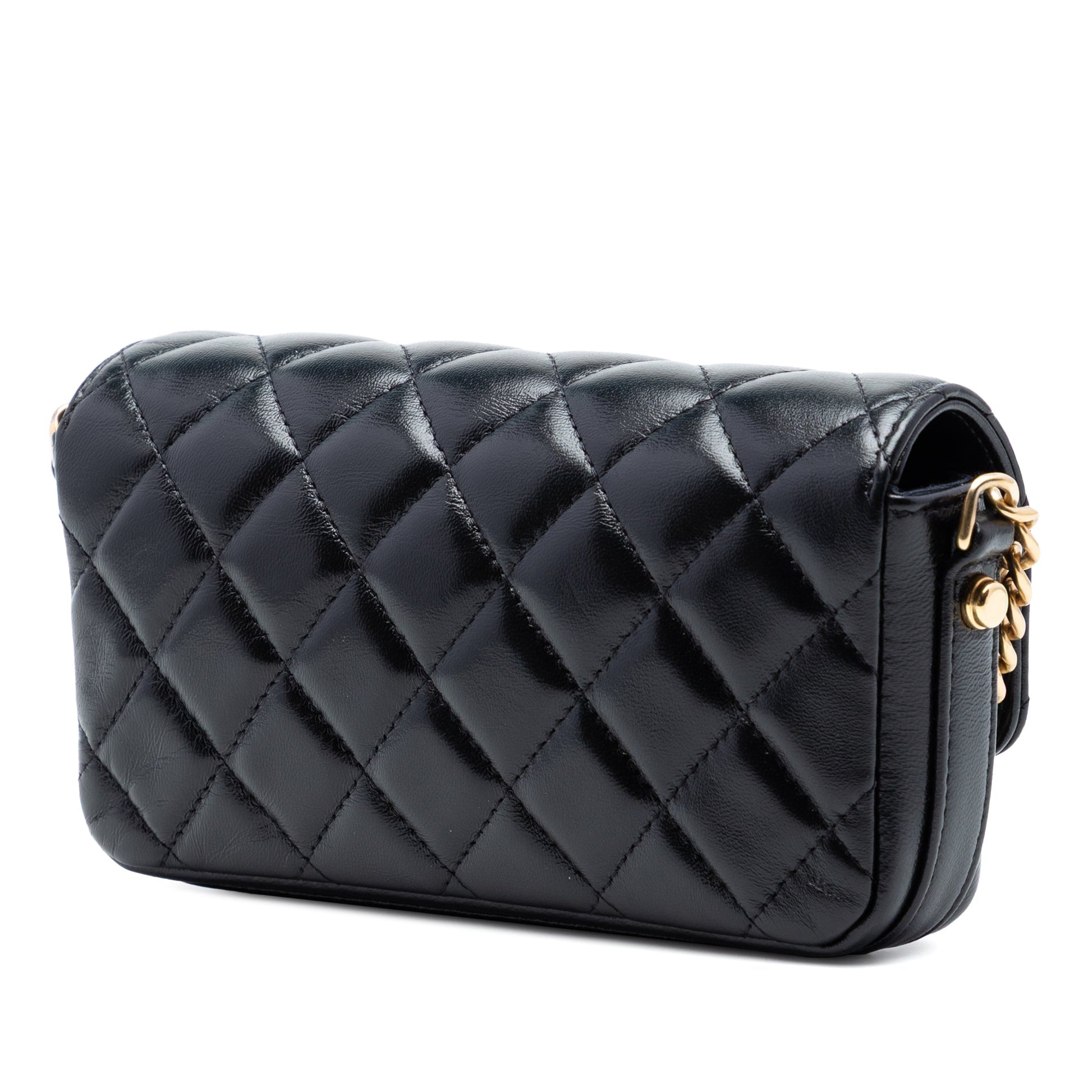 Chanel Quilted Lambskin Giant CC Flap Phone Holder with Chain