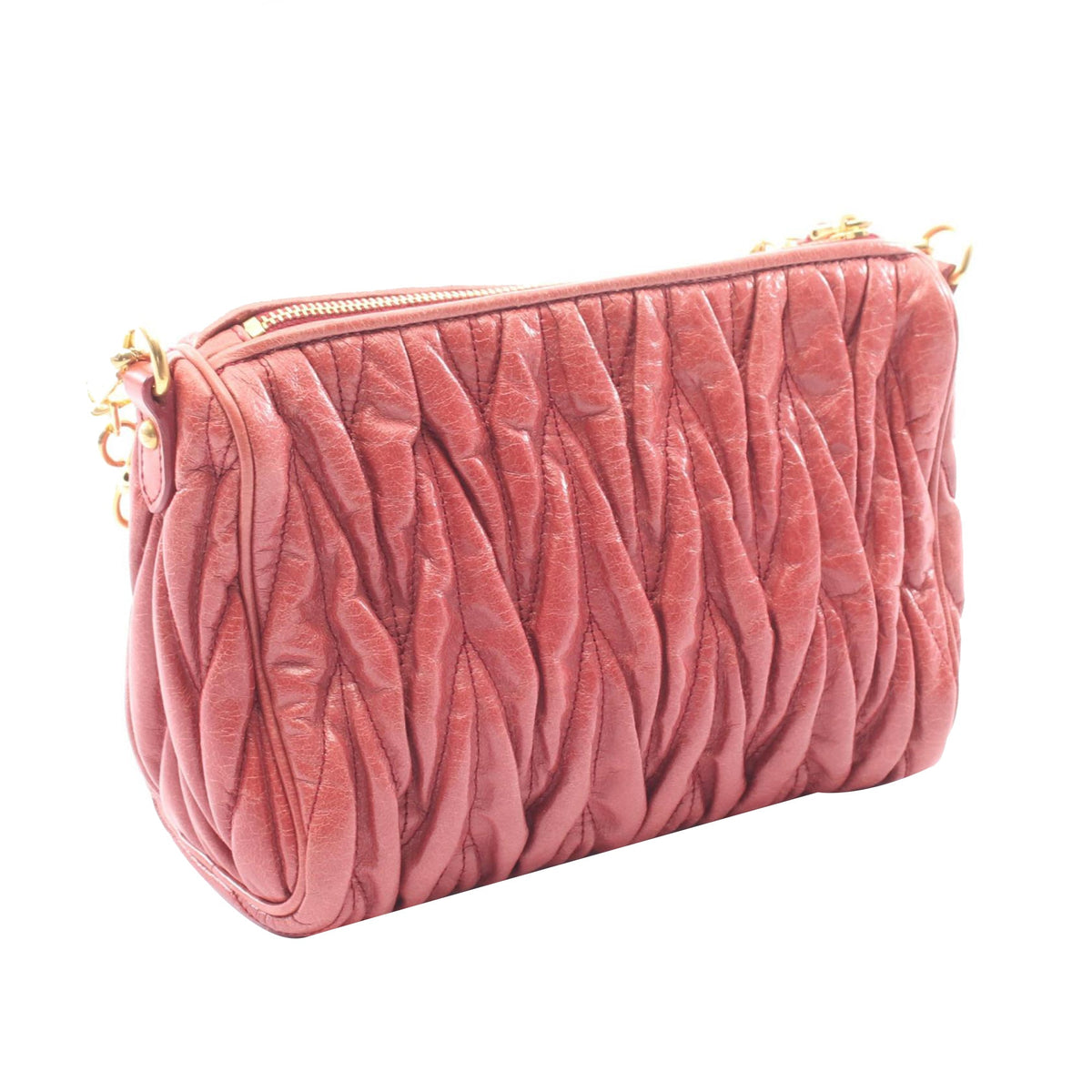 Miu Miu Matelasse Leather Shoulder Bag — Red