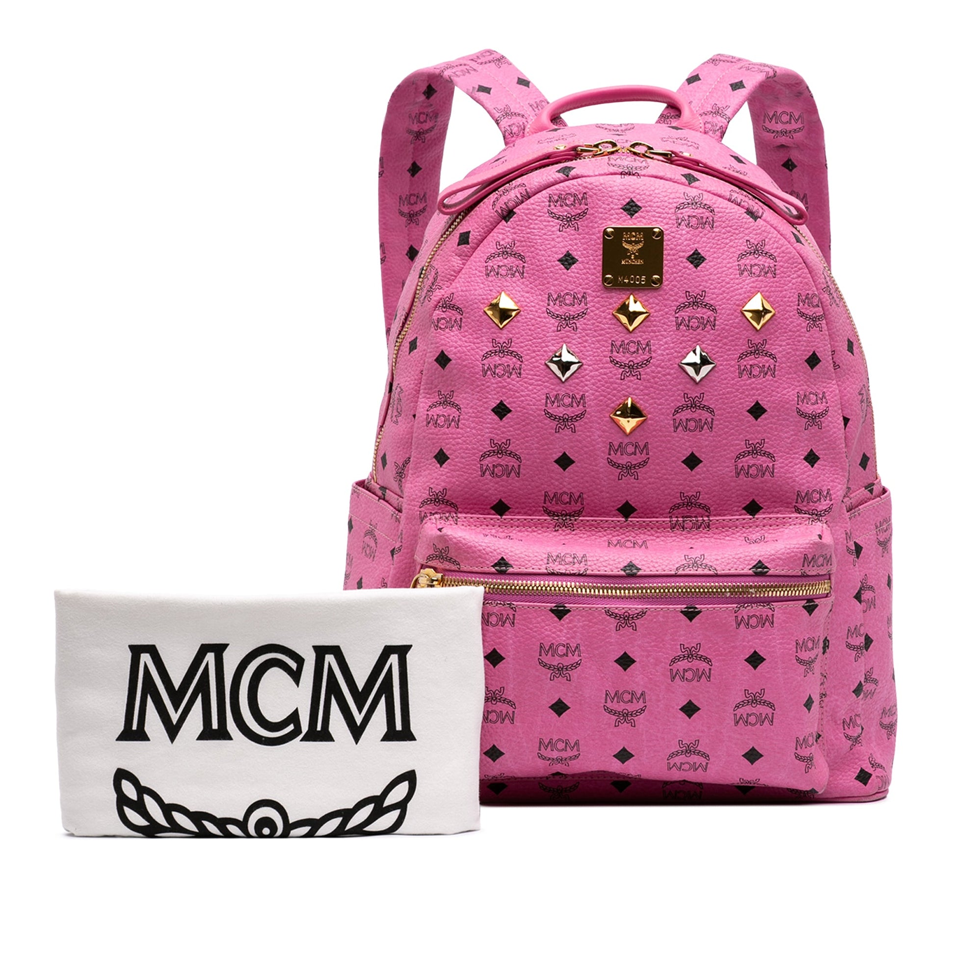 MCM Medium Studded Visetos Coated Canvas Stark Backpack
