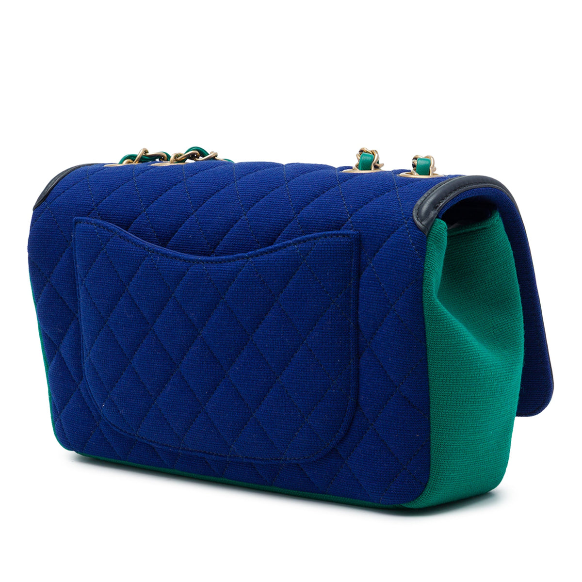 Chanel Small Tricolor Jersey CC Filigree Flap — Blue