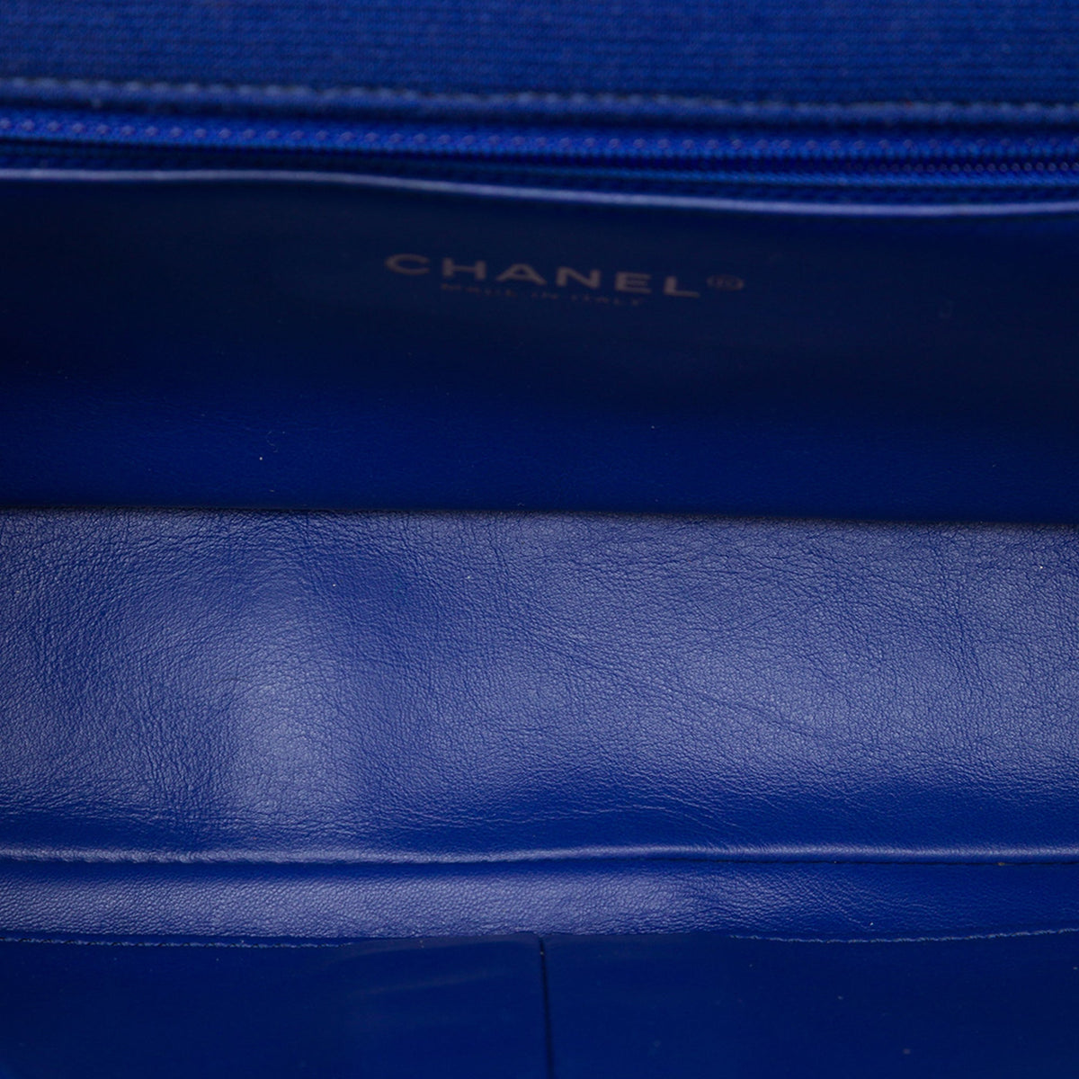 Chanel Small Tricolor Jersey CC Filigree Flap — Blue