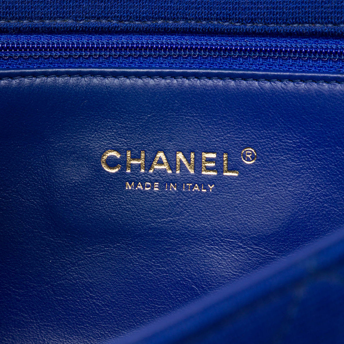 Chanel Small Tricolor Jersey CC Filigree Flap — Blue