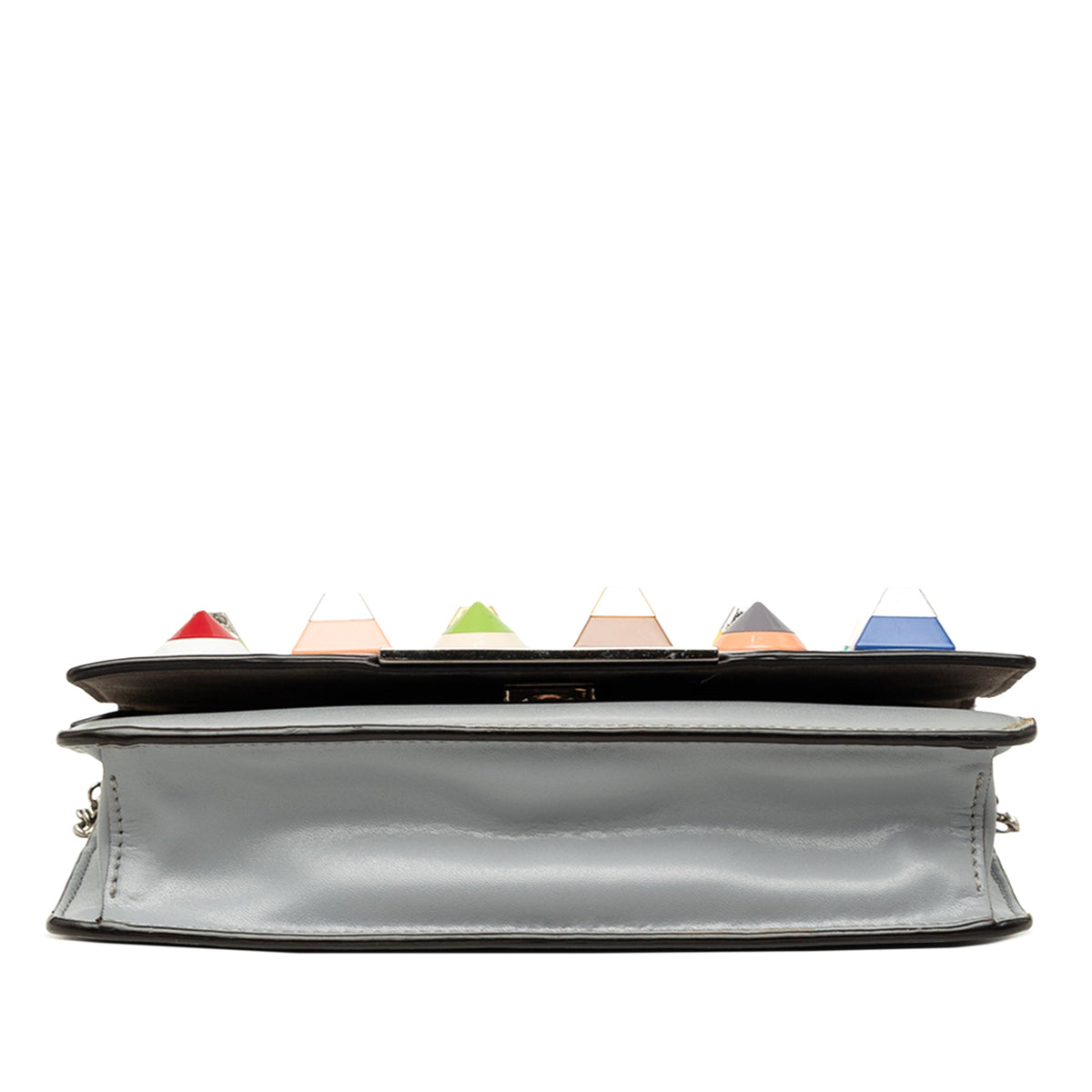 Fendi Vitello Liberty Studded Leather Tube Wallet on Chain