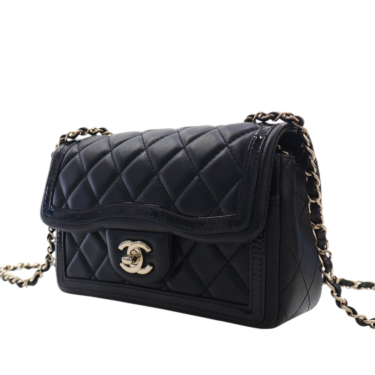 Chanel Mini CC Quilted Shiny Lambskin Half Flap