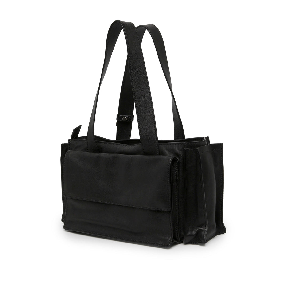 Miu Miu Lambskin Utilitaire Shopping Bag — Black