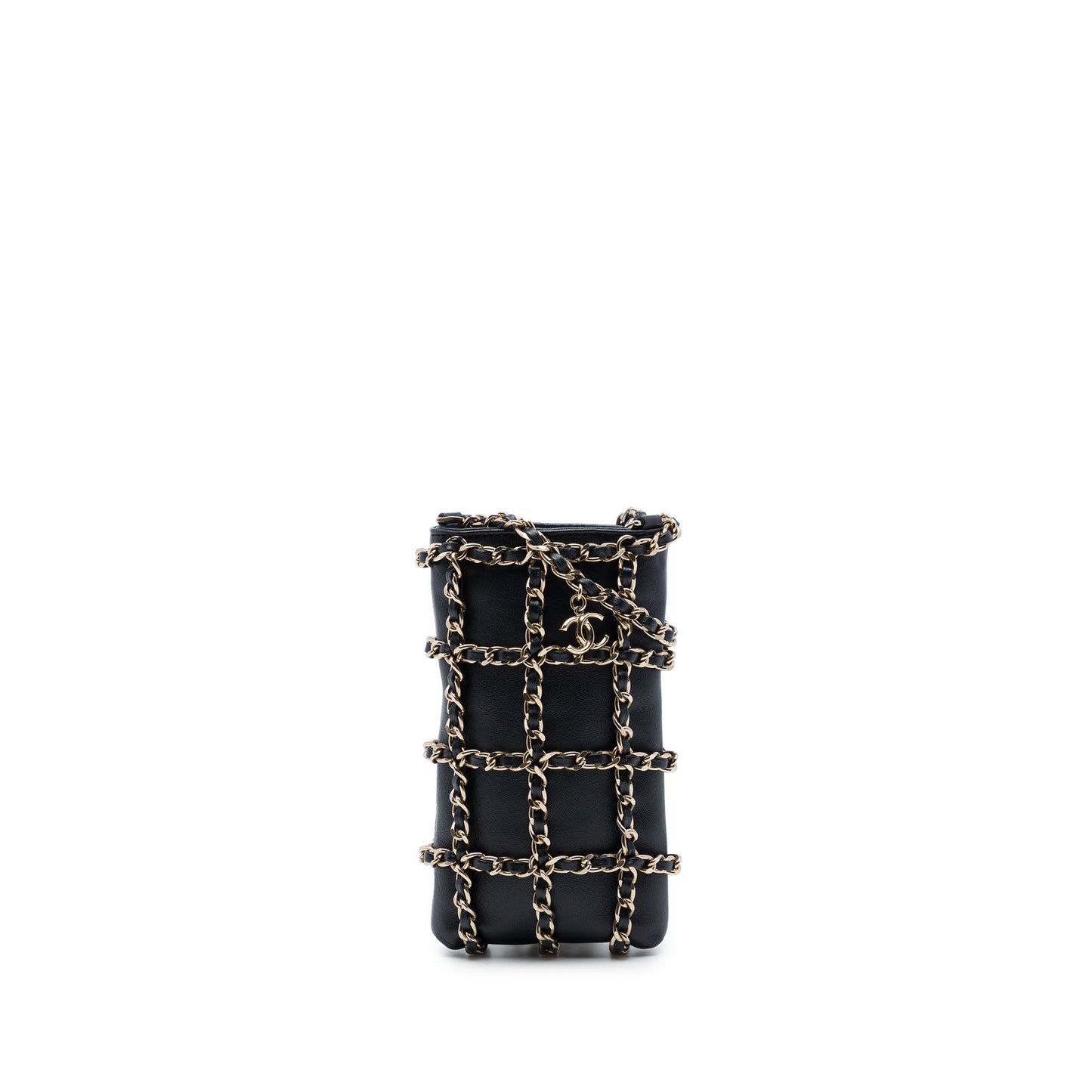 Chanel Lambskin Tech Me Out Clutch With Chain