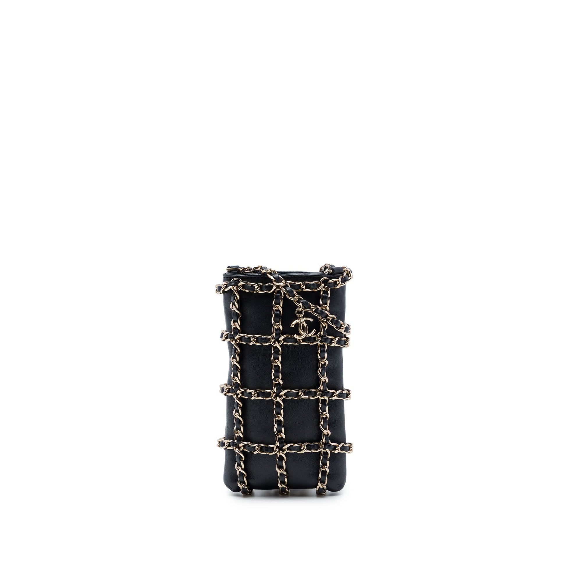 Chanel Lambskin Tech Me Out Clutch With Chain