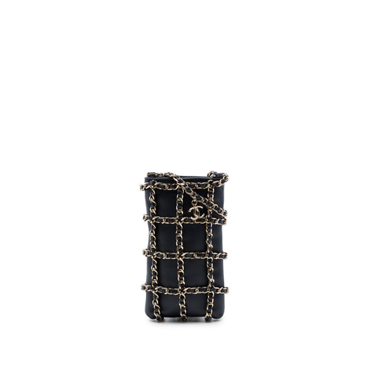 Chanel Lambskin Tech Me Out Clutch With Chain