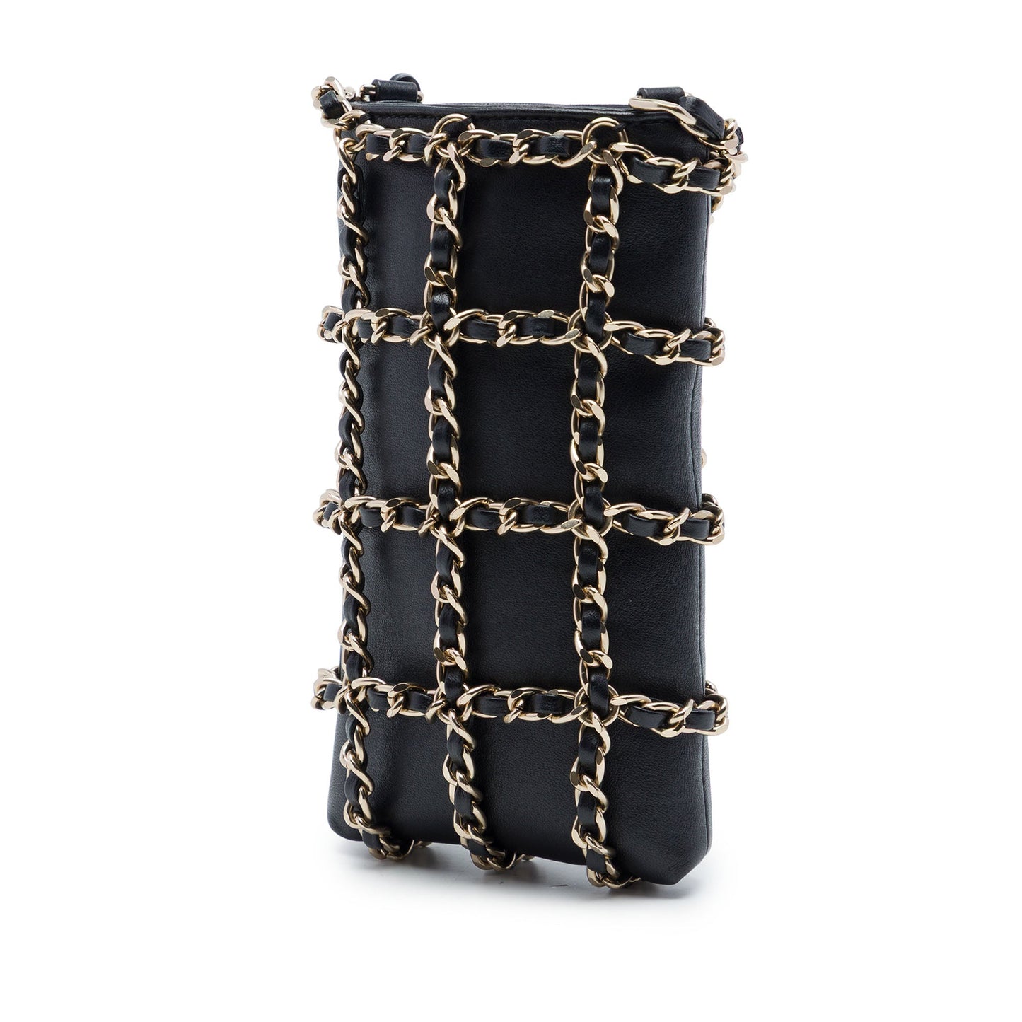 Chanel Lambskin Tech Me Out Clutch With Chain