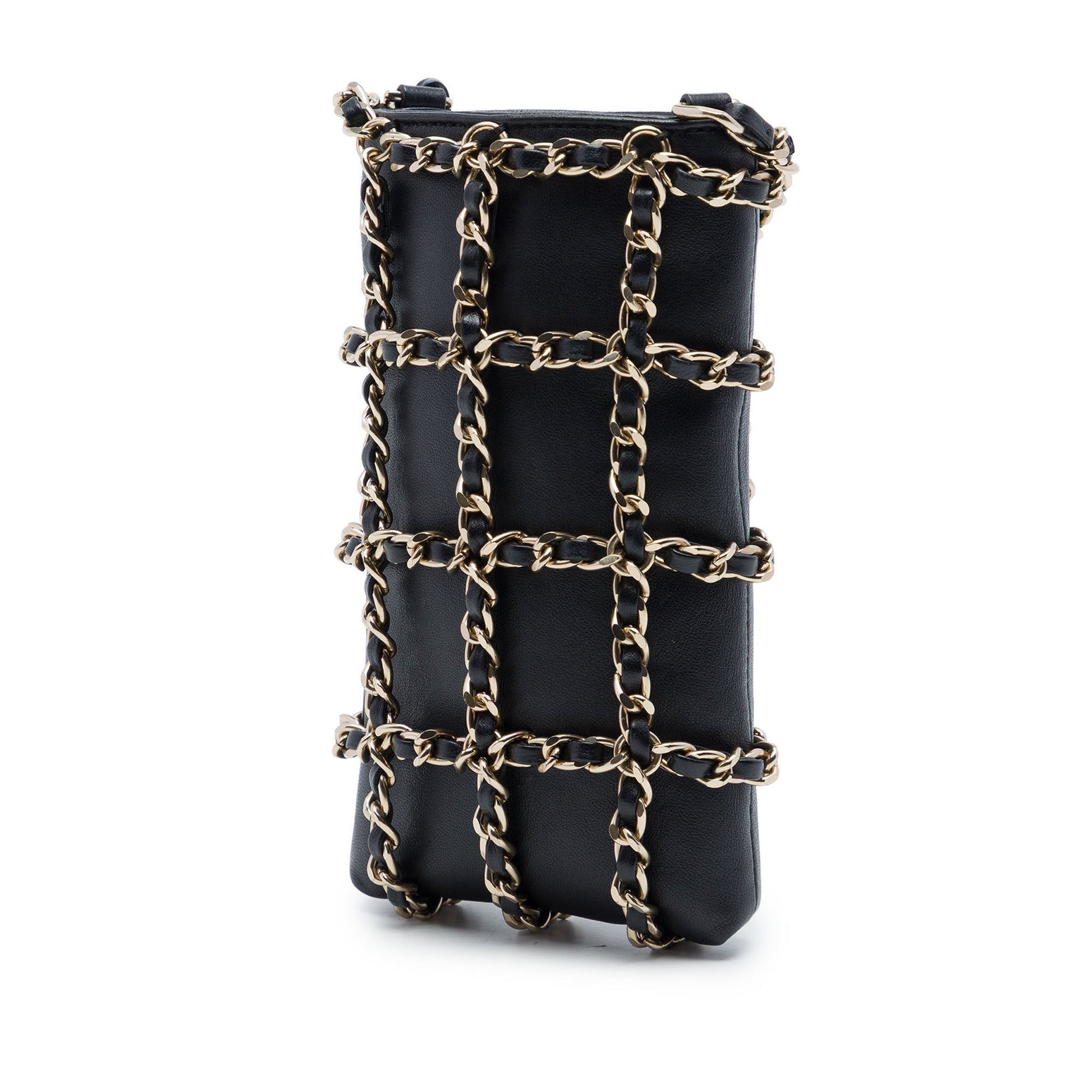 Chanel Lambskin Tech Me Out Clutch With Chain