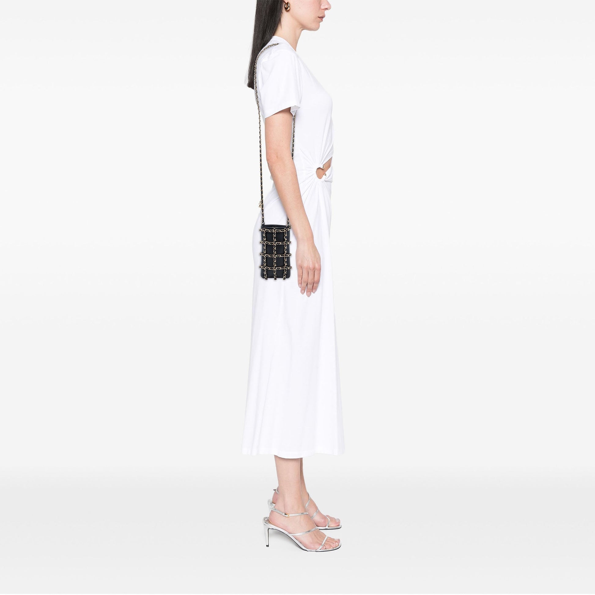 Chanel Lambskin Tech Me Out Clutch With Chain