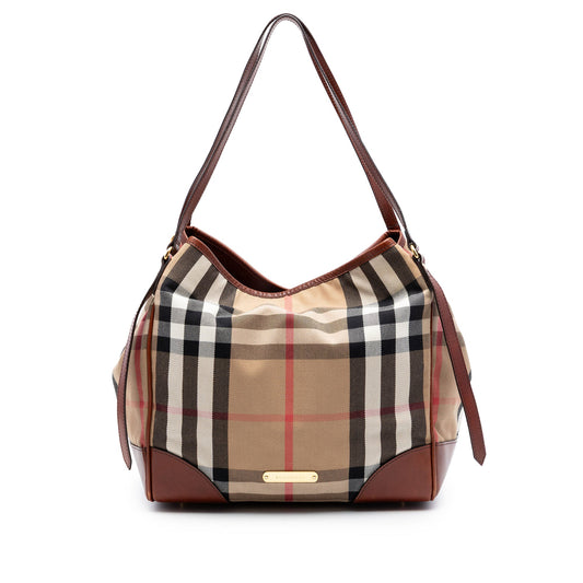 Burberry Small House Check Canvas Bridle Canterbury Tote