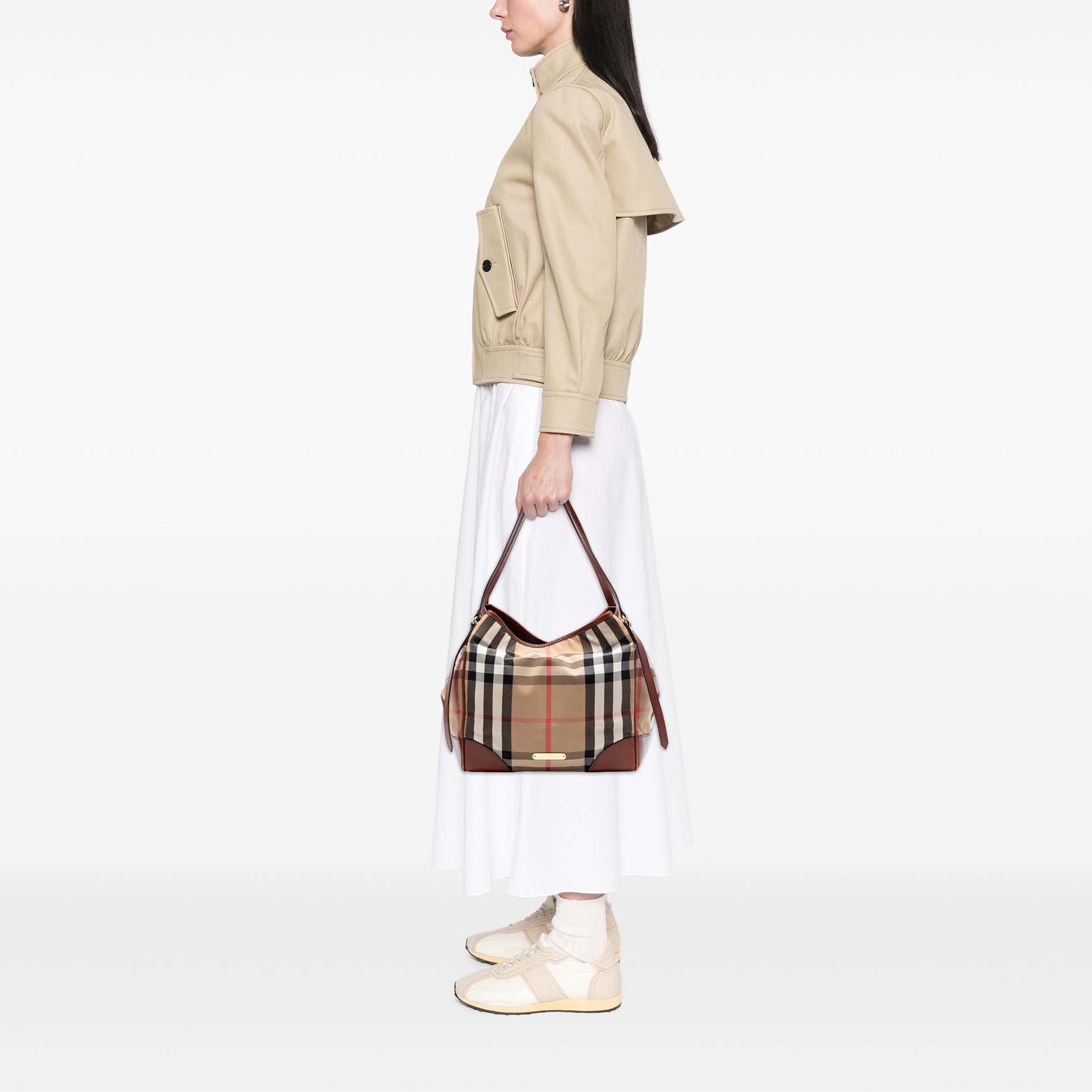 Burberry Small House Check Canvas Bridle Canterbury Tote