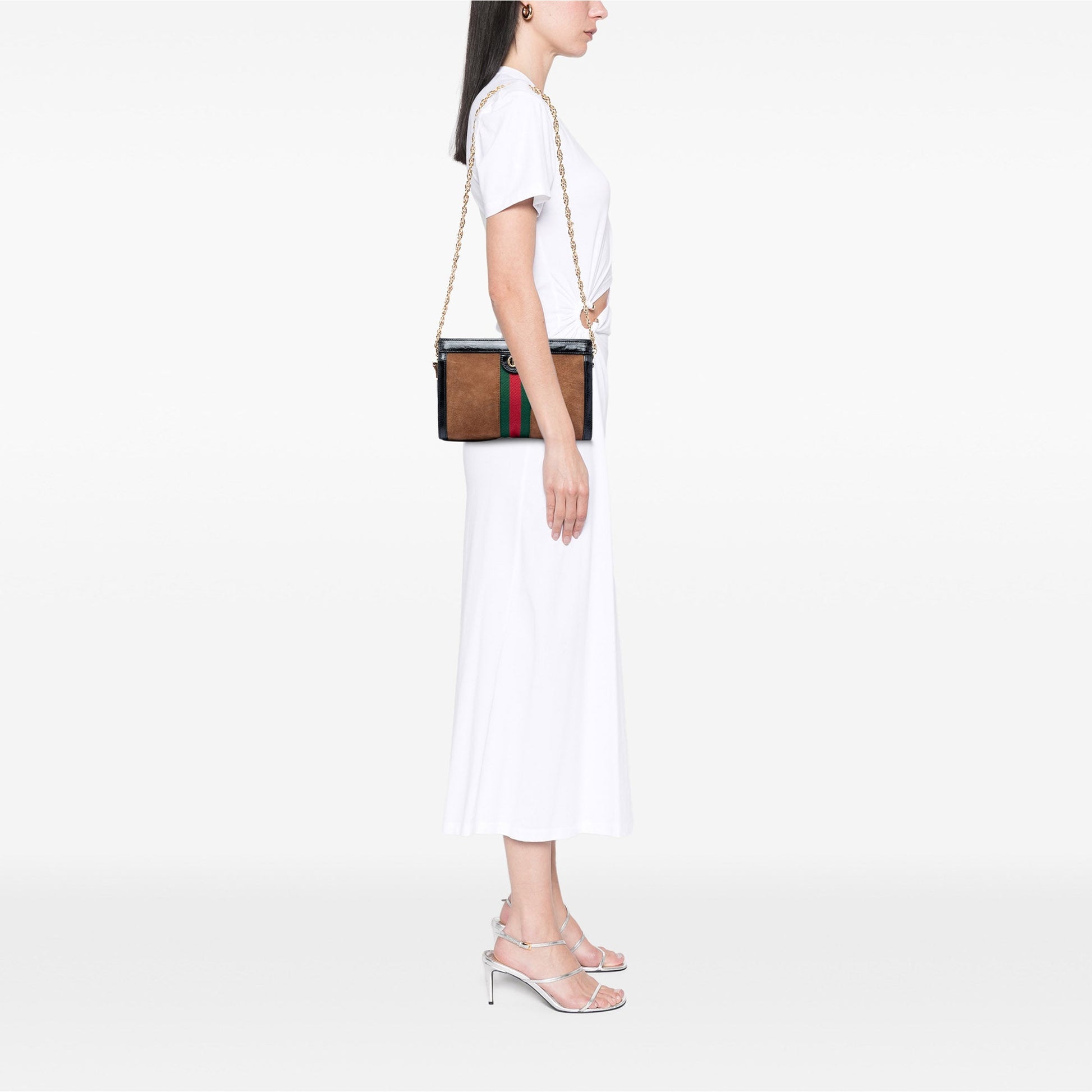 Gucci Small Suede Web Ophidia Chain Crossbody