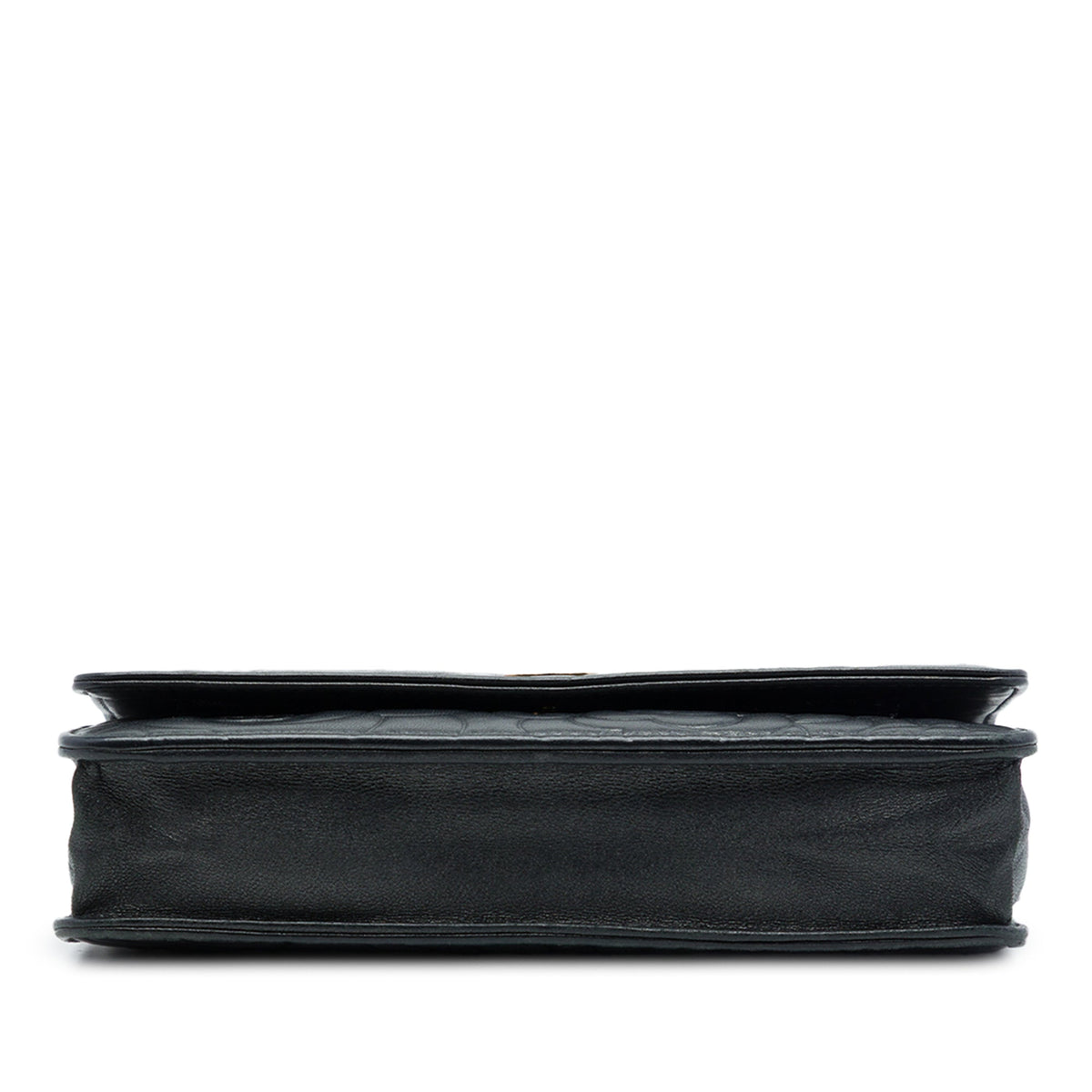 Chanel CC Embossed Lambskin Camellia Wallet On Chain — Black