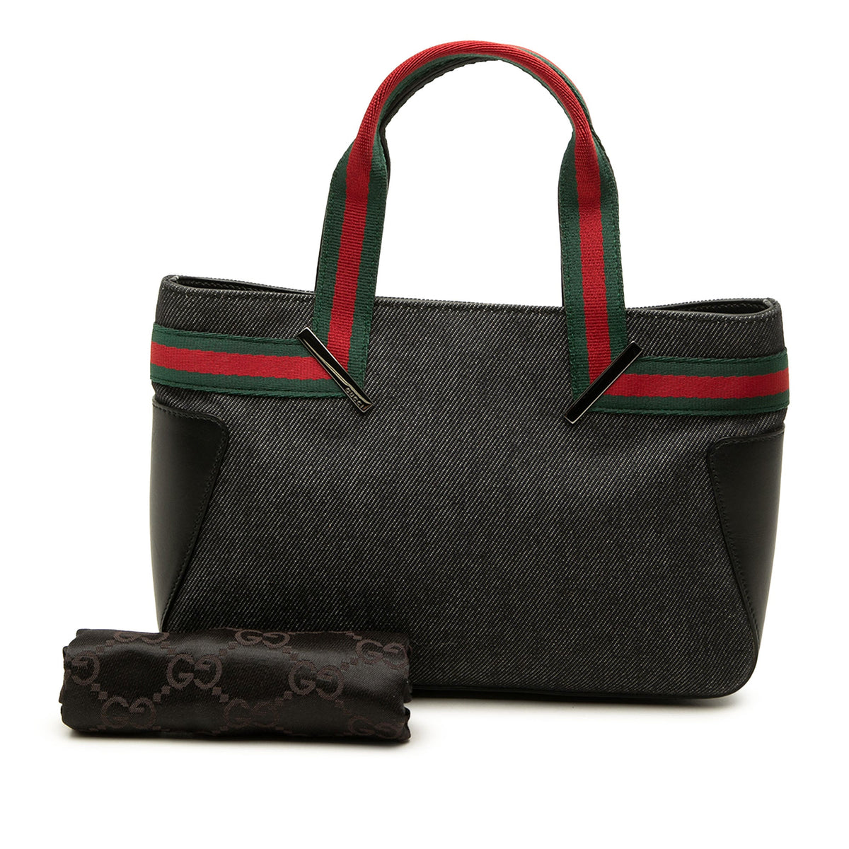 Gucci Denim Web Handbag — Black